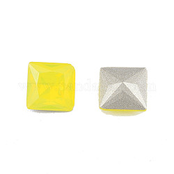 K9 cabujones de cristal de rhinestone, puntiagudo espalda y dorso plateado, facetados, cuadrado, citrino, 8x8x4.5mm