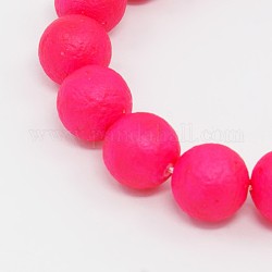 Round Shell Pearl Frosted Beads Strands, Deep Pink, 10mm, Hole: 1mm, about 40pcs/strands, 15.7 inch