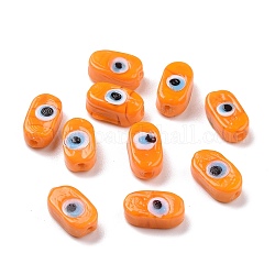 Normal Lampwork Beads, Oval, Orange, 13.5~14x7.5x5.5mm, Hole: 1mm
