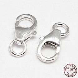 925 fermagli in argento sterling aragosta artiglio, con anelli di salto, argento, 8x5x2.5mm, Foro: 2 mm, circa 69pcs/20g