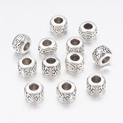 Silber Tibetische Perlen, Bleifrei und cadmium frei, Rondell, Antik Silber Farbe, ca. 8 mm Durchmesser, 5.5 mm dick, Bohrung: 3.5 mm