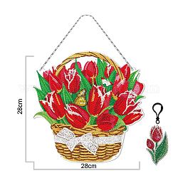 Diy пластиковый подвесной знак набор для алмазной живописи, для украшения дома, цветочные корзины, разноцветные, 280x280 мм