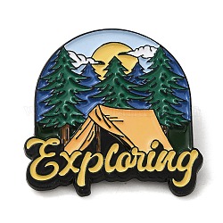 Emaille-Pins zum Thema Outdoor-Camping, Abzeichen aus schwarzer Legierung für Rucksackkleidung, Berg, 30x30x1.5 mm