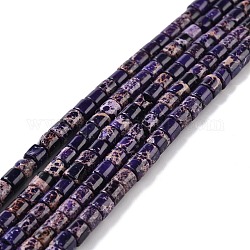 Натуральные имперские нитки из яшмы, окрашенные, колонка, индиговые, 4~4.5x4 мм, отверстие : 0.5 мм, около 100 шт / нитка, 16.14'' (41 см)