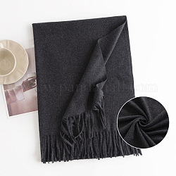 Écharpe cache-cou en polyester, écharpe d'hiver, écharpe portefeuille à pampilles, noir, 1900x700mm