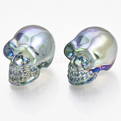 Гальваника k9 стеклянный дисплей украшения, череп, для Хэллоуина, голубой, 21.5x18.5x27 мм
