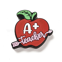 Lernthema mit Wort-A+-Lehrer-Silikon-Fokalperlen, Kauperlen für Beißringe, diy pflege halsketten machen, Apfel, 27x30x7.5 mm, Bohrung: 3 mm