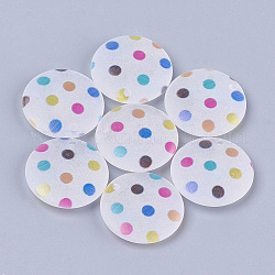 Perles acryliques imprimées, mat, rond et plat avec un point, colorées, 25x5.5mm, Trou: 2mm