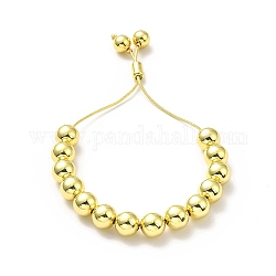 Runde Perlen-Schieberegler-Armbänder aus Messing für Damen, langlebig plattiert, Nickel frei und bleifrei, echtes 18k vergoldet, 0.1 cm, Innendurchmesser: 1-1/8~2-3/4 Zoll (3~7 cm)
