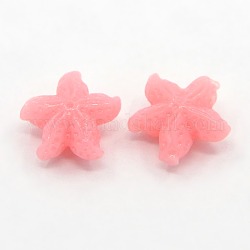 Synthetic Coral Beads, The Ocean Undersea World Series, Starfish/Sea Stars, Dyed, Pink, 11x6mm, Hole: 1mm