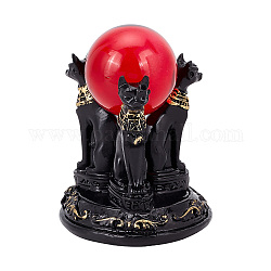 Présentoirs à boules de cristal, porte-boule en verre pour statue de déesse chat bastet rasin opaque, noir, 6.2x7.2 cm