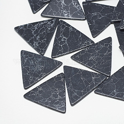 Синтетических бирюзовый кабошон, окрашенные, треугольные, чёрные, 10x11x2 мм