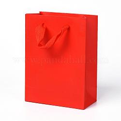 Sacchi di carta kraft, con maniglie, sacchetti regalo, buste della spesa, rettangolo, rosso, 16x12x5.9cm