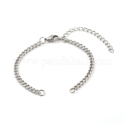 304 fabrication de bracelet chaînes torsadées en acier inoxydable, avec anneaux sautés et fermoirs à griffes de homard, couleur inoxydable, 16.3x0.4x0.2 cm