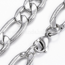 Collares de cadena figaro de los hombres de moda, Collares de cadena de 304 acero inoxidable, con cierre de pinza, color acero inoxidable, 29.52 pulgada (75 cm), 10mm