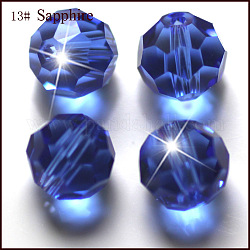 Imitation österreichischen Kristallperlen, Klasse aaa, facettiert (32 Facetten), Runde, Blau, 4 mm, Bohrung: 0.7~0.9 mm