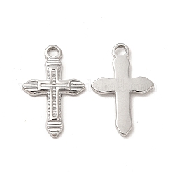 304 Stainless Steel Pendants, Cross Charm, Stainless Steel Color, 20.5x13.5x2mm, Hole: 1.8mm