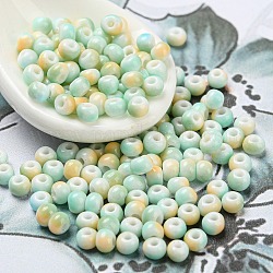 Perles de rocaille en verre de couleurs opaques bicolores, ronde, turquoise pale, 3x2.5mm, Trou: 0.9mm, environ 170 pcs / sachet 