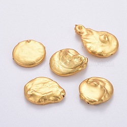 Natur kultivierten Süßwasser Perlen, mit Messing überzogen, mattgoldene Farbe, 17~29x15~20x4~7 mm, Bohrung: 0.5 mm