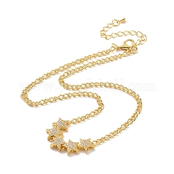 Collar con colgante de estrella de circonita cúbica transparente con cadenas de latón para mujer, real 18k chapado en oro, 14.17 pulgada (36 cm)