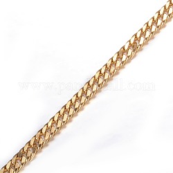 3.28 Feet Ion Plating(IP) 304 Stainless Steel Twisted Chain Curb Chains, Unwelded, for Jewelry Making, Faceted, Golden, 3.5x2.5x0.6mm
