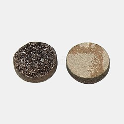 Гальванизирует естественно druzy кристально кабошоны, плоско-круглые, окрашенные, кофе, 30x8~15 мм