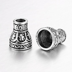 Tibetischen Stil Kegel-Legierung Perlenkappen, Antik Silber Farbe, 12x10.5 mm, Bohrung: 4~8 mm
