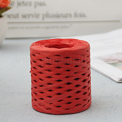 Nastro di rafia, corda di carta da imballaggio, corde di carta con spago di rafia per confezioni regalo e tessitura, rosso, 3~4mm, circa 218.72 iarde (200 m)/rotolo