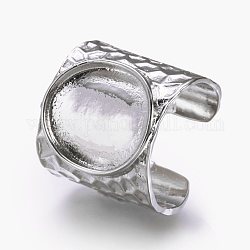 Impostazioni dell'anello per le dita del pad in ottone, formato 9, platino, vassoio: 15mm, 19mm