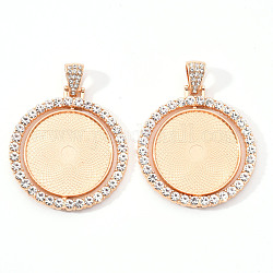 Alloy Pendant Cabochon Settings, with Crystal Rhinestone, Cadmium Free & Lead Free, Double-sided Tray, Flat Round, Light Gold, Tray: 30mm, 44.5x43x3mm, Hole: 9.5x5mm