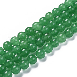 Chapelets de perles en aventurine vert naturel, teinte, ronde, 6mm, Trou: 0.8mm, Environ 67 pcs/chapelet