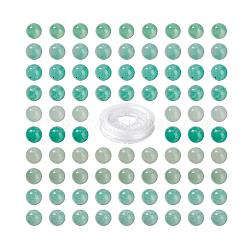 Cuentas redondas de amazonita natural de 100 pieza de 8 mm, con hilo de cristal elástico de 10 m, para kits de fabricación de pulseras elásticas de diy, 8mm, agujero: 0.8 mm
