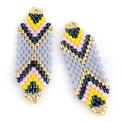 Miyuki & toho perles de rocaille japonaises, Liens faits à la main, motif de tissage, grises , 35.5~36.5x12x2mm, Trou: 1mm