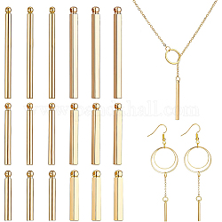 BENECREAT 36Pcs 18K Gold Plated Brass Bar Pendants, 6 Style Column and Cuboid Brass Links Connectors for Bracelet Necklace Jewelry Making, Hole: 0.8mm