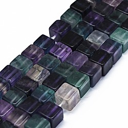 Chapelets de perles en fluorite naturel, cube, 8x8x8mm, Trou: 0.8mm, Environ 49 pcs/chapelet, 15.55 pouce (39.5 cm)