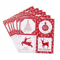 Weihnachtsthema selbstklebende aufkleber, für Partydekorationsgeschenke, Viereck, rot, 109x109x0.2 mm, Aufkleber: 50x50mm, 4pcs / Blatt