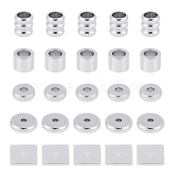 DICOSMETIC 100pcs 5 Styles Stainless Steel Assorted Spacer Beads Square Beads Flat Round Spacer Beads Column Beads Tube Spacer Beads for Bracelet Necklace Jewelry Making