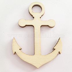 Unfinished Wood Pendant Decorations, Kids Painting Supplies,, Wall Decorations, Anchor, BurlyWood, 60x42mm