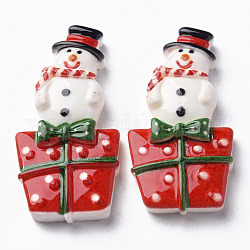 Opaque Resin Cabochons,    Christmas Style, Snowman, Red, 28x13x4.5mm