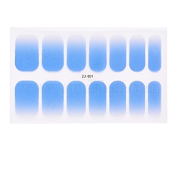 Adesivi per unghie a copertura totale, Decalcomanie per unghie 3d, autoadesiva, con vetro e strass e plastica, per le decorazioni delle punte delle unghie, cielo blu profondo, 24x8.5~15mm, 24 pz / fogli