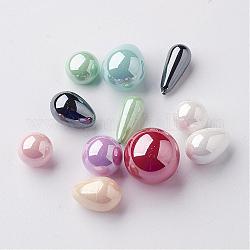 Imitation Pearl Acrylic Beads, Half Drilled, Mixed Shaped, Mixed Color, 7.5~17x6.5~16x7.5~16mm, Hole: 1~1.5mm