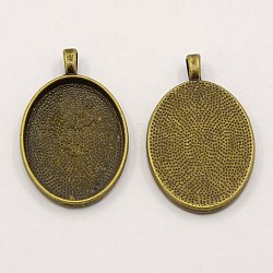 Alloy Pendant Cabochon Settings, Cadmium Free & Lead Free, Plain Edge Bezel Cups, DIY Findings for Jewelry Making, Antique Bronze, 39x25x3mm, Hole: 4mm