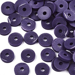 Handmade Polymer Clay Beads, for DIY Jewelry Crafts Supplies, Disc/Flat Round, Heishi Beads, Indigo, 8x1mm, Hole: 2mm, about 13000pcs/1000g