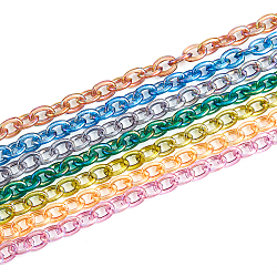 SUPERFINDINGS 6Pcs 6 Colors Transparent Acrylic Cable Chain, for Bag Strip, Mixed Color, 8.5x5.8x1.5mm, about 1.64 Feet(0.5m)/Pc, 1Pc/color