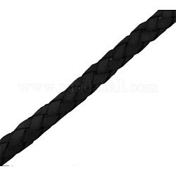 Cordone di cuoio, intrecciato, nero, 6mm, circa 109.36 iarde (100 m)/fascio