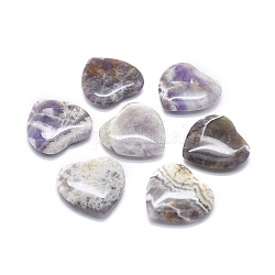 Piedra natural del amor del corazón de la amatista del galón, piedra de palma de bolsillo para el equilibrio de reiki, 29~30x29~30x7~8mm