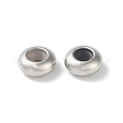 Perles séparateurs en laiton, avec silicone à l'intérieur, perles de curseur, perles de bouchage, rondelle, platine, 8x4mm, Trou: 2.5mm
