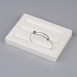 PU-Leder Schmuck Ring / Armreifen zeigt, mit Brett, Rechteck, weiß, 15.1x2.2x11 cm