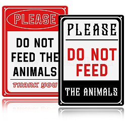 GLOBLELAND 2 Pack Do Not Feed Animals Signs Caution Signs Aluminum Do Not Feed Animals Warning Signs Metal Safety Signs, 7.1x9.8inch/18x25cm