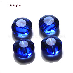 Abalorios de cristal austriaco de imitación, aaa grado, facetados, plano y redondo, azul, 10x5mm, agujero: 0.9~1 mm